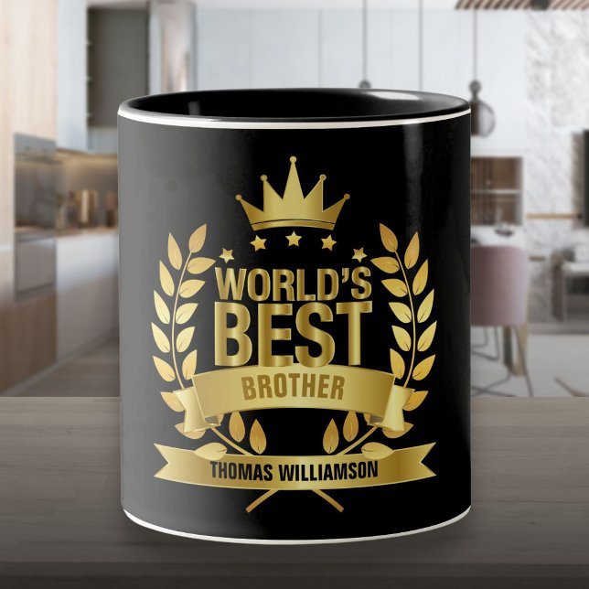 World's Best Brother Fun Black and Gold Two-Tone Coffee Mug (World's Best Brother Fun Black and Gold Two-Tone Coffee Mug)