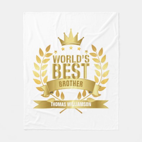 Worlds Best Brother Gold Fun Fleece Blanket