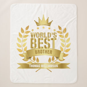 World's Best Brother Gold Modern Sherpa Blanket