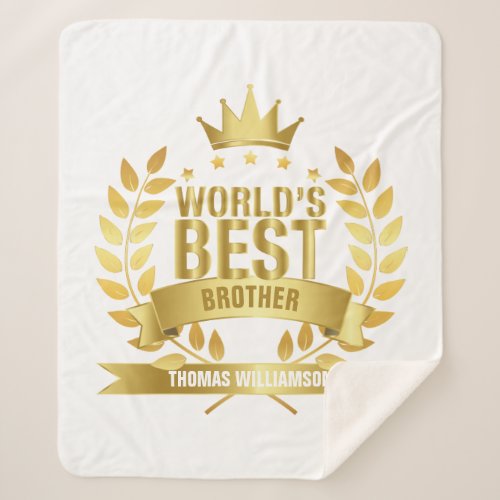 Worlds Best Brother Gold Modern Sherpa Blanket
