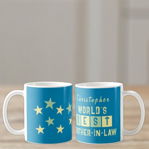 World's Best Brother-in-law name stars blue Coffee Mug