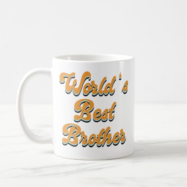 Worlds Best Brother Retro Personalized Coffee Mug (Left)
