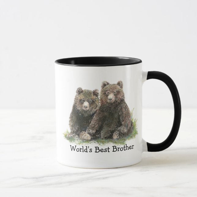 World's Best Brother, Watercolor Cute Bears Mug (Right)