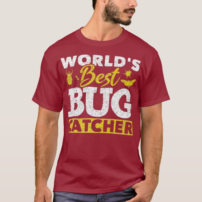 Worlds Best Bug Catcher Funny Entomologist Bug T-Shirt (Front)
