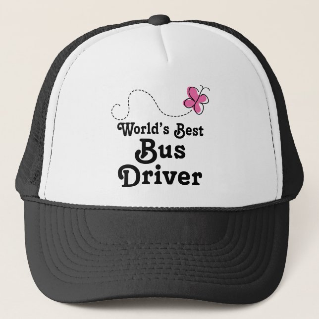 Worlds Best Bus Driver Gift Idea Trucker Hat (Front)
