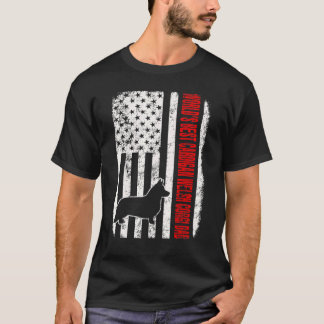 Worlds Best Cardigan Welsh Corgi Dad American Flag T-Shirt