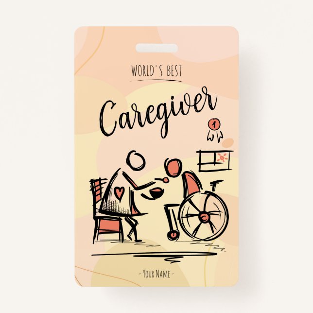 World's Best Caregiver & Person in Wheelchair Badge (Front)