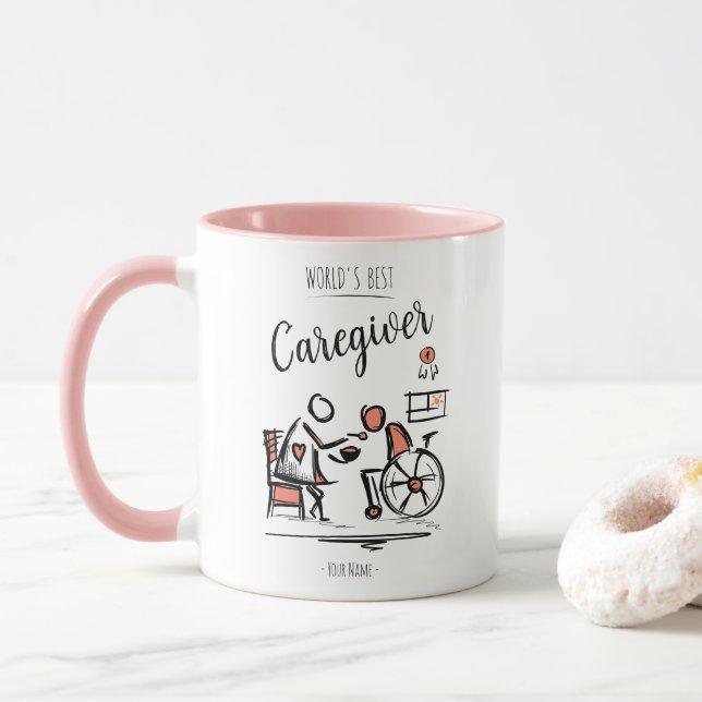 World's Best Caregiver & Person in Wheelchair Mug (With Donut)