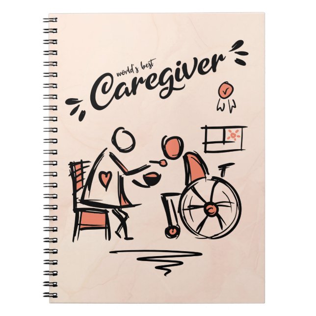 World's best Caregiver & Person in Wheelchair Notebook (Front)