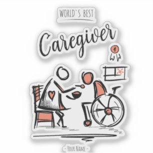 World's Best Caregiver & Person in Wheelchair Sticker