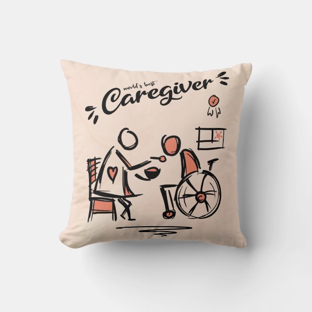 World's best Caregiver & Person in Wheelchair Throw Pillow (Front)