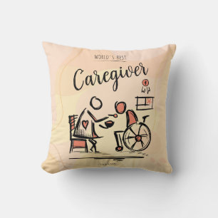 World's Best Caregiver & Person in Wheelchair Throw Pillow
