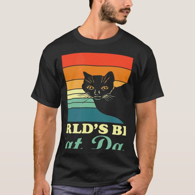 World's Best Cat Dad Cat Dad Retro Style T-Shirt (Front)