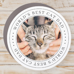 World's Best Cat Dad Classic Simple Photo Car Magnet