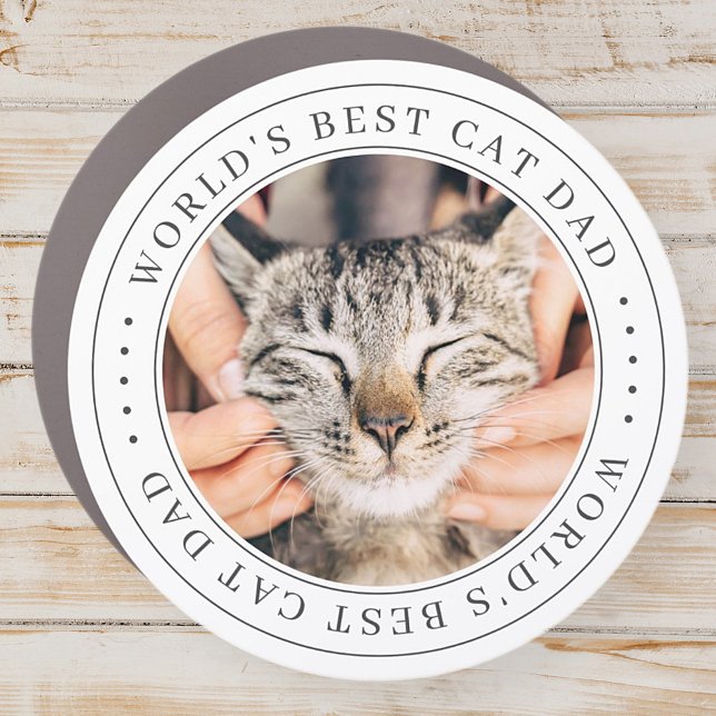 World's Best Cat Dad Classic Simple Photo Car Magnet (Creator Uploaded)