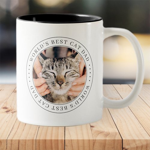 Worlds Best Cat Dad Classic Simple Photo Two_Tone Coffee Mug
