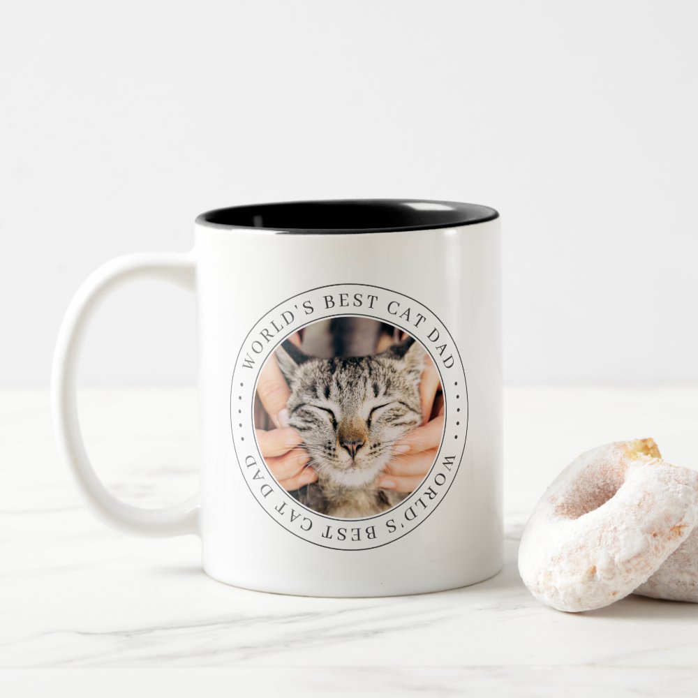 Discover World's Best Cat Dad Classic Simple Photo Two-Tone Coffee Mug