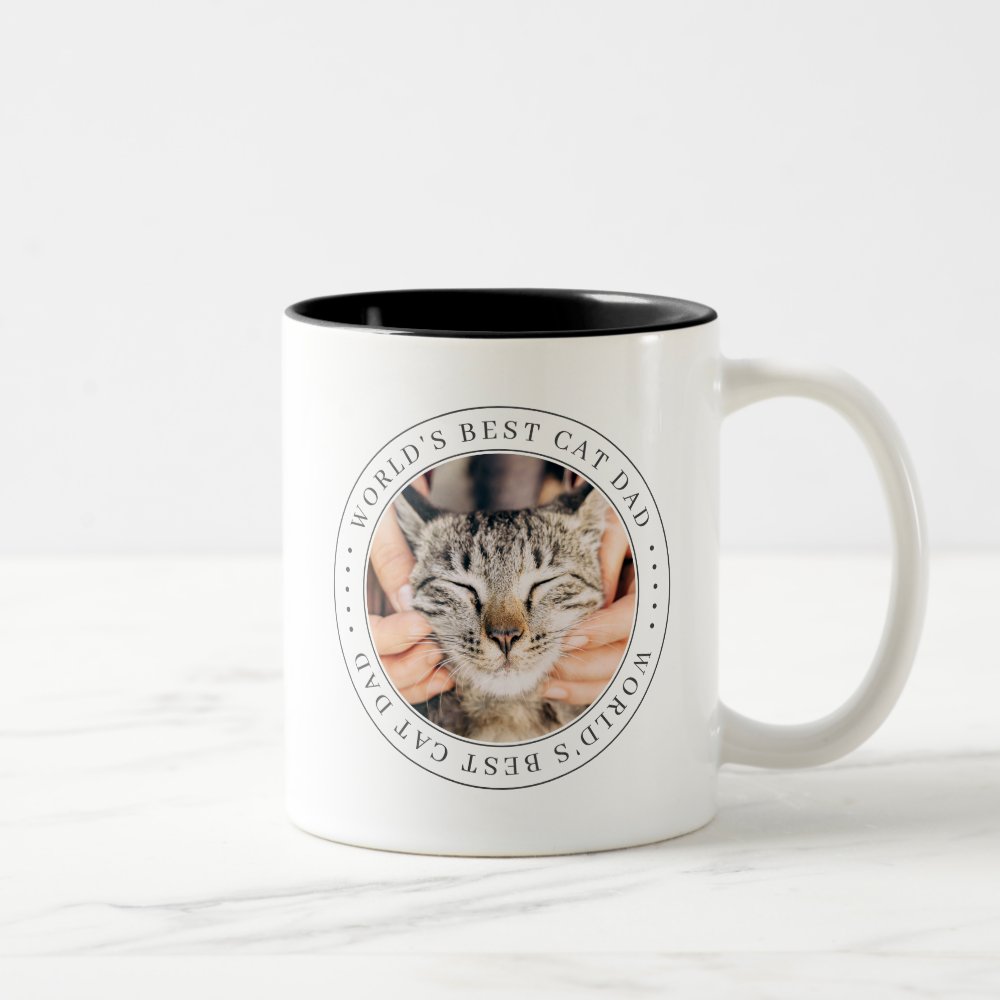 Disover World's Best Cat Dad Classic Simple Photo Two-Tone Coffee Mug