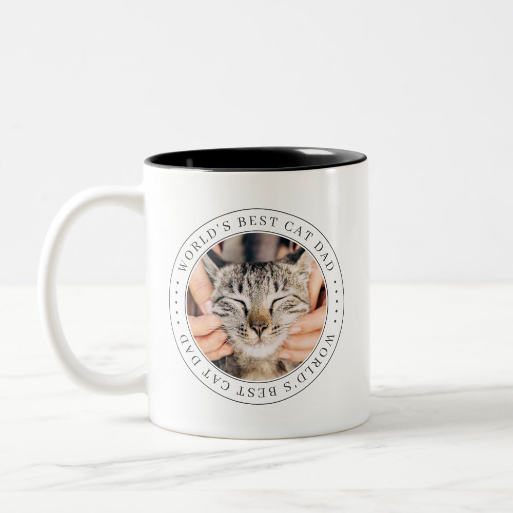 Disover World's Best Cat Dad Classic Simple Photo Two-Tone Coffee Mug
