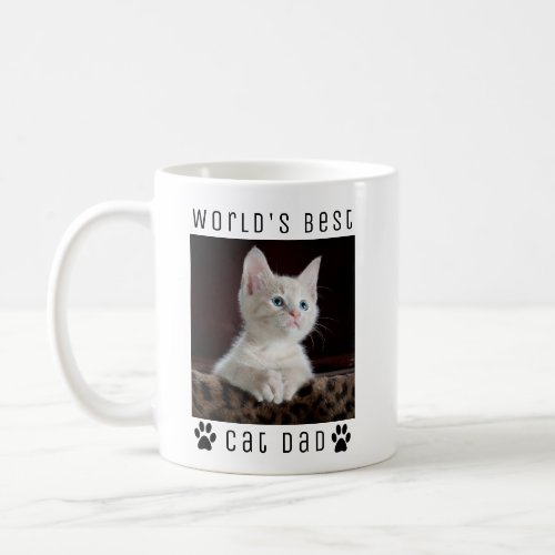 Worlds Best Cat Dad Custom Photo Paw prints Name Coffee Mug