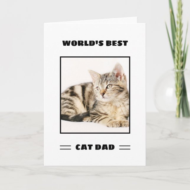 World's Best Cat Dad Custom Photo Personalized Card (Front)