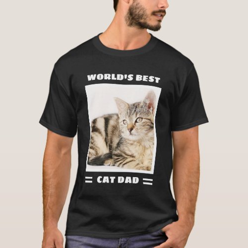 Worlds Best Cat Dad Custom Photo Personalized T_Shirt