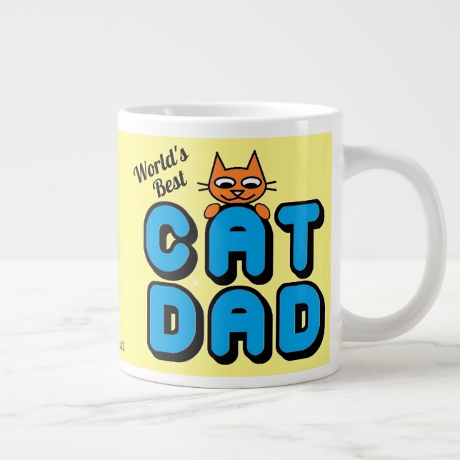 World's Best CAT DAD Cute Cat Giant Coffee Mug (Right)