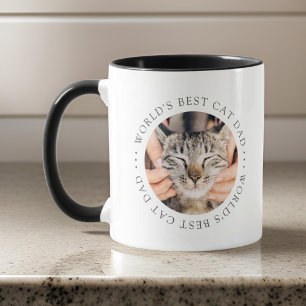 World's Best Cat Dad Elegant Simple Custom Photo Mug