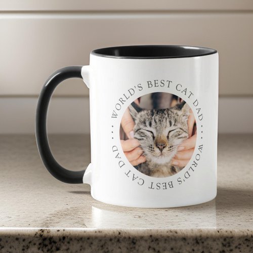 Worlds Best Cat Dad Elegant Simple Custom Photo Mug