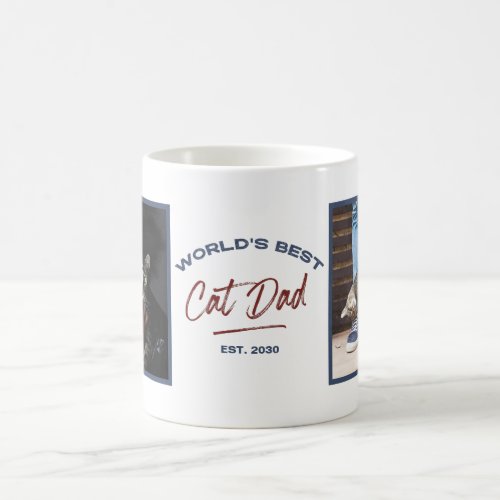 Worlds Best Cat Dad Est Date 2 Photo  Coffee Mug