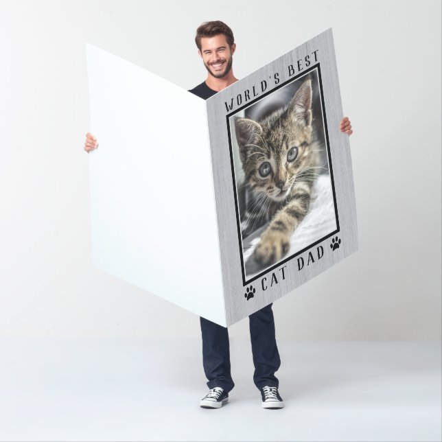 World's Best Cat Dad Father's Day Photo Rustic Card (In Situ)
