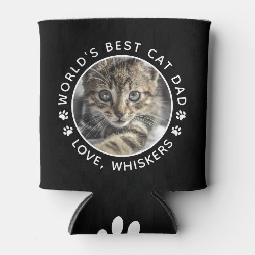 Worlds Best Cat Dad Fun Personalized Pet Photo Can Cooler
