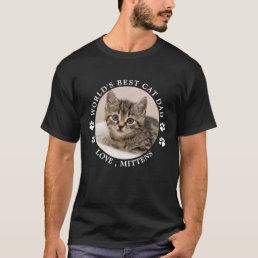 World&#39;s Best Cat Dad Paw Prints Custom Pet Photo T-Shirt