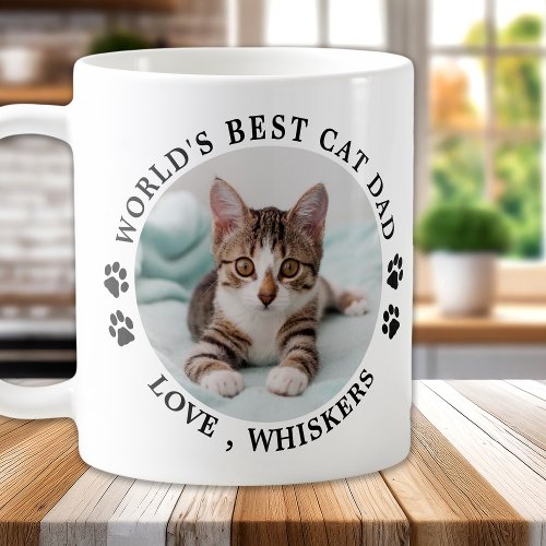 Worlds Best Cat Dad Paw Prints Pet Photo Coffee Mug