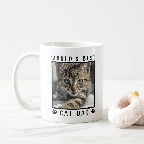 Worlds Best Cat Dad Paw Prints Pet Photo Frame Coffee Mug