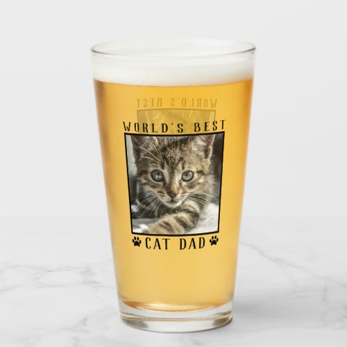 Worlds Best Cat Dad Paw Prints Pet Photo Frame Glass