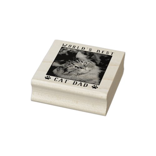 Worlds Best Cat Dad Paw Prints Pet Photo Frame Rubber Stamp