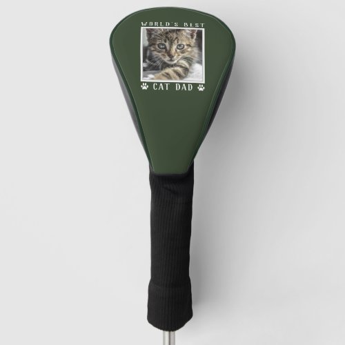 Worlds Best Cat Dad Paw Prints Pet Photo Green Golf Head Cover