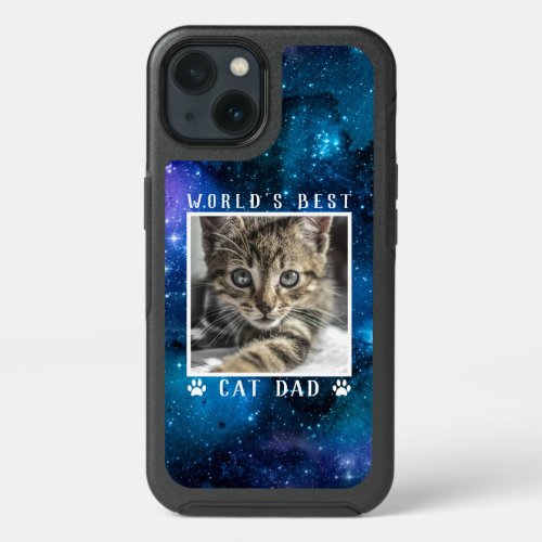 Worlds Best Cat Dad Paw Prints Pet Photo Space iPhone 13 Case