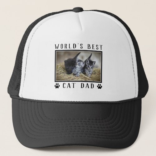 Worlds Best Cat Dad Paw Prints Pet Photo Trucker Hat