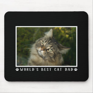 World's Best Cat Dad Paw Prints Photo on Black Mouse Pad