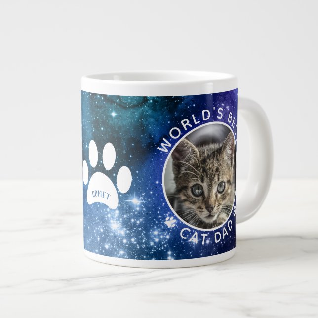 World's Best Cat Dad Paw Prints Photo Space Giant Coffee Mug (Front Right)