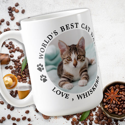 World's Best Cat Dad Personalized Pet Photo Coffee Mug