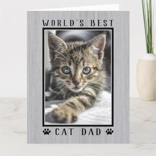 Worlds Best Cat Dad Photo Happy Birthday Rustic Card