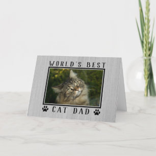 World's Best Cat Dad Photo Rustic Father's Day Card