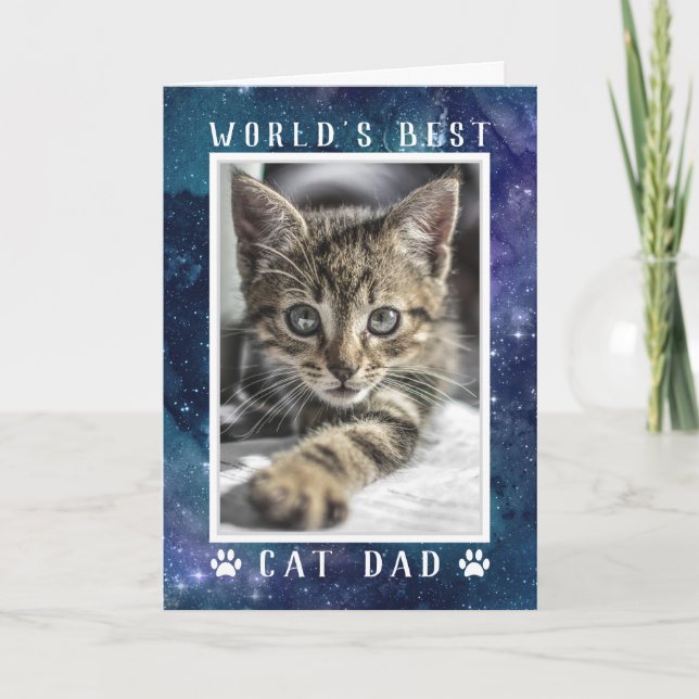 World's Best Cat Dad Photo Space Father's Day Card (Front)