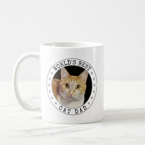 Worlds Best Cat Dad Photo Template Paw Print Cute Coffee Mug