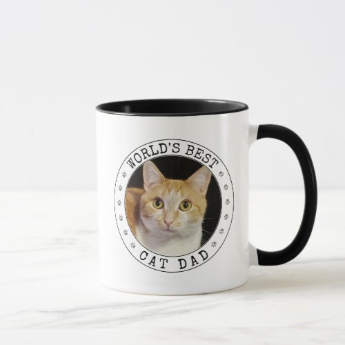 Worlds Best Cat Dad Photo Template Paw Print Cute Mug
