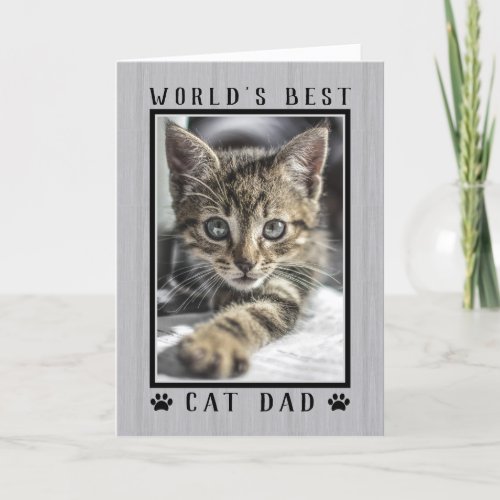 Worlds Best Cat Dad Rustic Fathers Day Photo Card