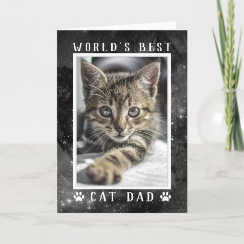 Worlds Best Cat Dad Space Photo Custom Birthday Card